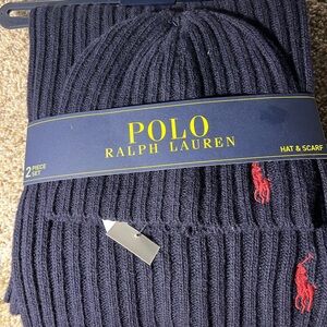 Polo by Ralph Lauren Navy Hat and Scarf Set